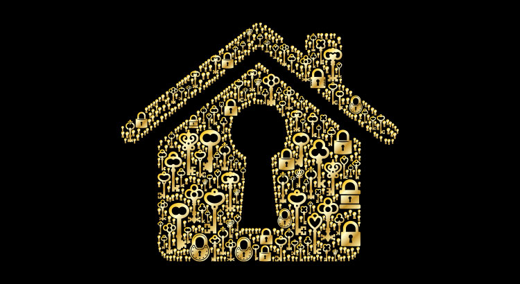 A golden home made of keys illustrating the tax refund.